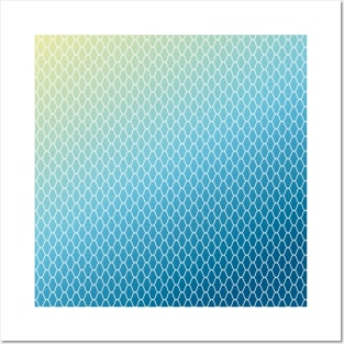 Pattern blue pastel with gradient fishnet Posters and Art